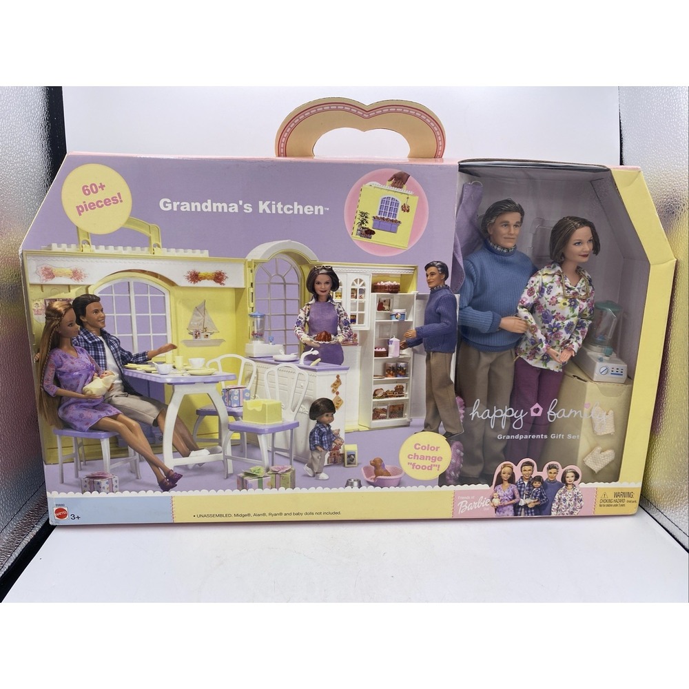 *RARE* Sealed Barbie Doll Happy Family Grandmas Kitchen‎ Gift Set 2003 B9885 NIB